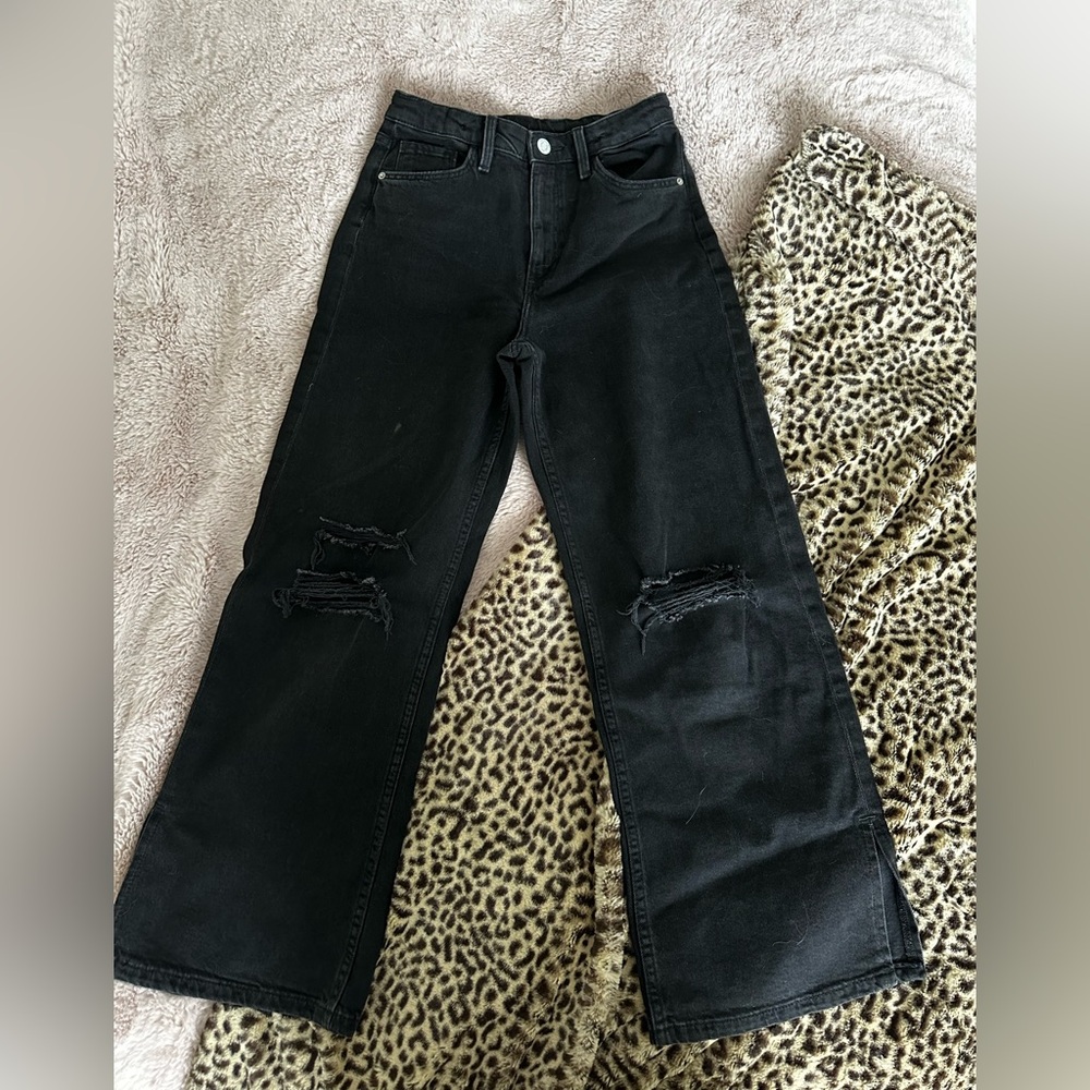 Kids Wide Legged Black Jeans